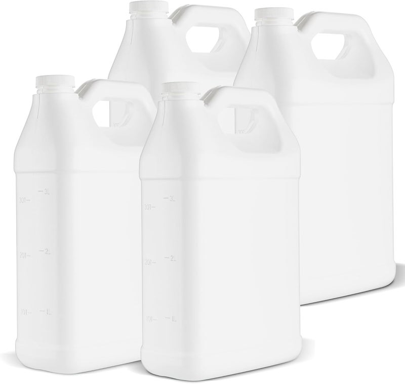 kitchentoolz 1 Gallon F-Style HDPE Jug with Secure Seal Lid - Heavy-Duty Storage Bottle, Automotive Fluid Oil, Chemical & Water Transport Container - Pack of 4 - Image 1